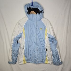 Alpinetek Ladies Winter Ski Jacket White Blue Yellow Size M (10-12)